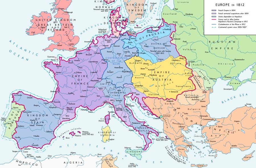 Map of Europe in 1812