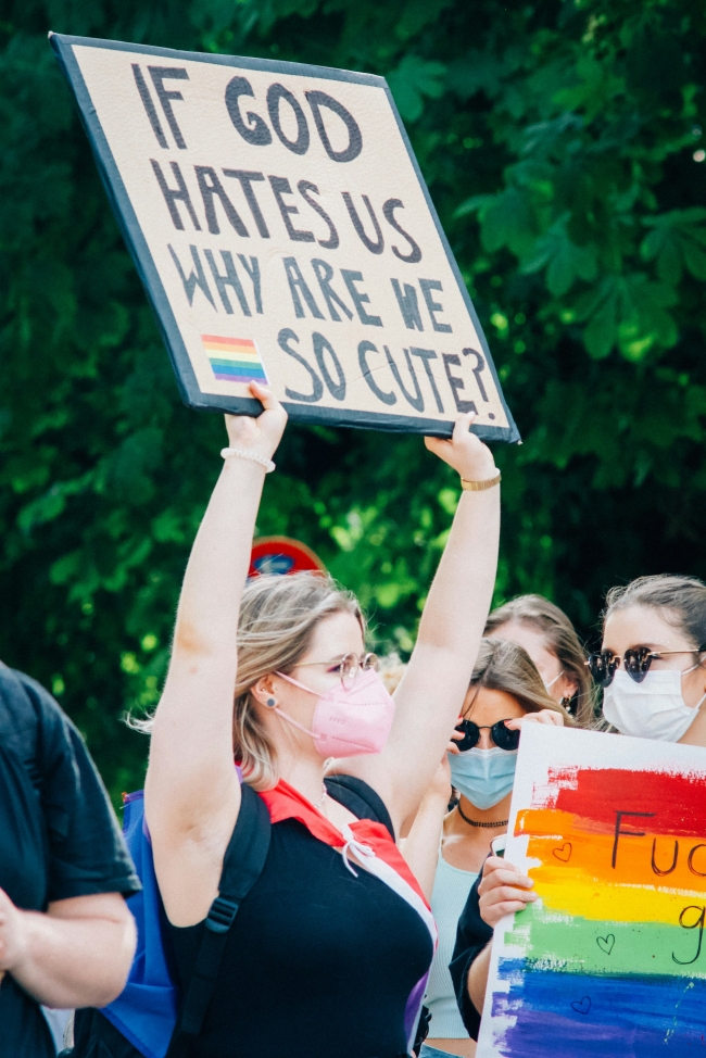 protesters at a pro-gay march