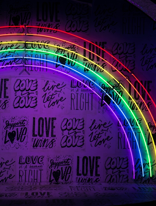 Gay rainbow in neon lights