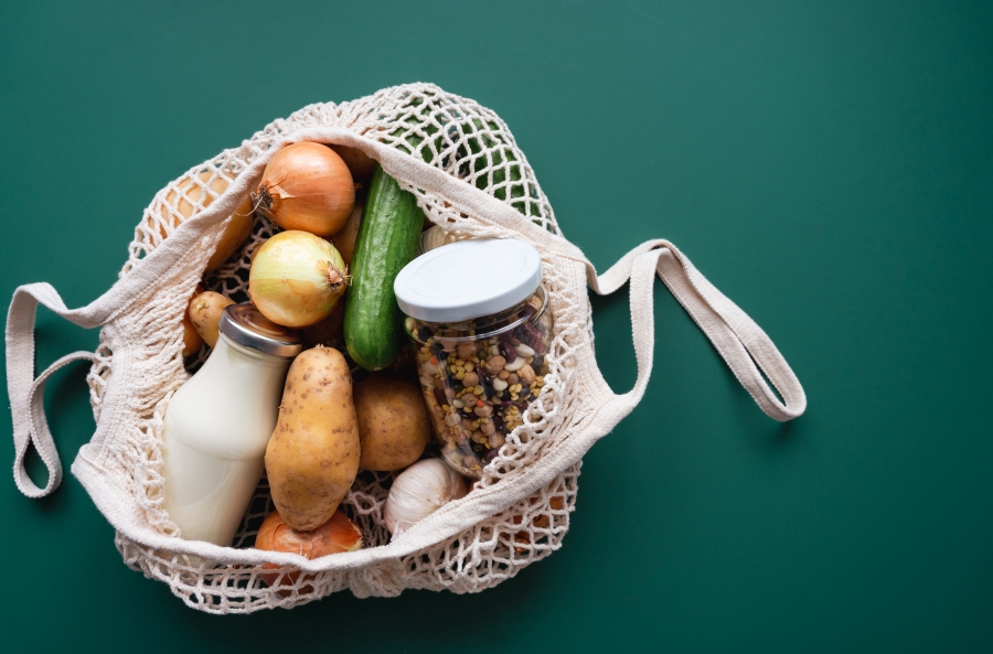 A bag of vegetables and nuts