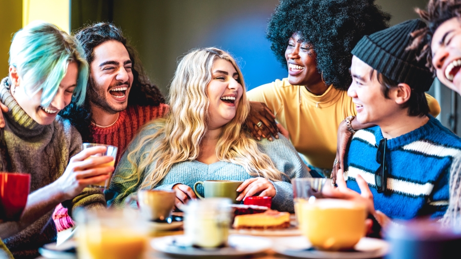 Friends around a table with coffee